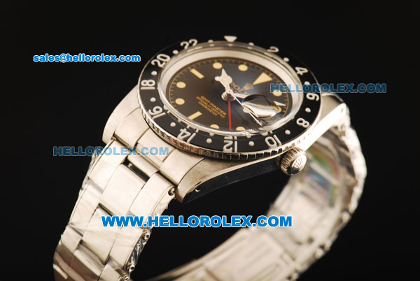 Rolex GMT-Master Swiss ETA 2846 Automatic Movement Steel Case with Black Dial and Black Ceramic Bezel - Click Image to Close